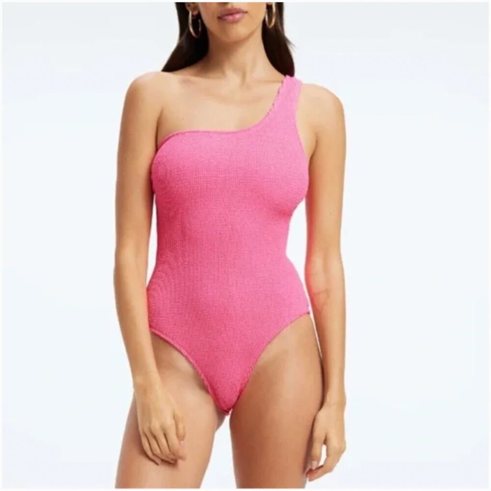 Good American Always Fits One Shoulder One Piece Swimsuit Pink Size 5/6 NWT